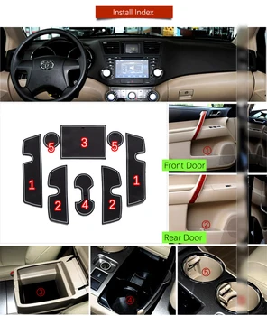 Toyota Highlander Anti-Slip Gumos Kilimėliai Taurės, Pagalvėlės, Durų Groove Kilimėlis Accessoriess 2008 2009 2010 2011 2012 2013