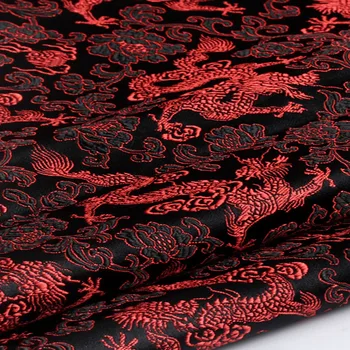 Tranditonal Black Red Dragon Brokatas Medžiaga 50x72cm Žakardo Drabužiai, Kostiumų margo audinio Apmušalus Baldams Materil Curt