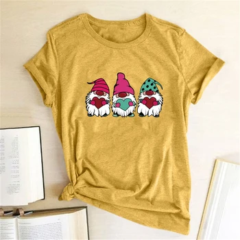 Trys Nykštukai, Modelį, Print T-marškinėliai Moterims Mielas Marškinėliai Paaugliams Tshirts Medvilnės Moterų Grafinis Harajuku Marškinėliai Kawaii Camisetas