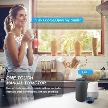 Tuya WiFi Smart užuolaidos variklio grandinės, ritininės Žaliuzės Elektrinis Užuolaidų Motorinių Smart Home Alexa, Google Kontrolės