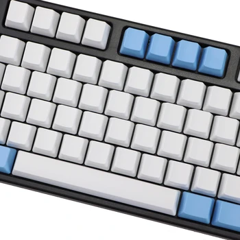 Tuščias 87 klavišus ANSI, ISO išdėstymas Storio PBT Keycap Balta Mėlyna lietaus lašas spalvų atitikimo keycaps OEM 42850