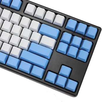 Tuščias 87 klavišus ANSI, ISO išdėstymas Storio PBT Keycap Balta Mėlyna lietaus lašas spalvų atitikimo keycaps OEM