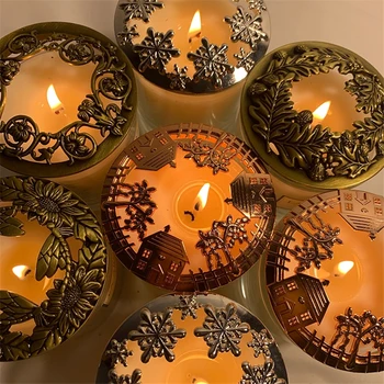 Tuščiavidurių Metalo Dekoratyvinis Dangtelis, Žvakės Priedai Bronzos Vaisių Snaigės Gėlių Formos Kavos Staliukas Kambarį Modernus Dekoro