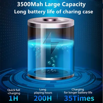 TWS Belaidės Ausinės 3500Mah Baterija Atveju 5.0 