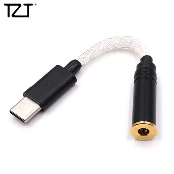 TZT USB Tipo C iki 2,5 mm/3.5 mm/4.4 mm Moterų Ausinių Adapteris su Subalansuota Dekodavimo Headphone Amp DAC Lustas
