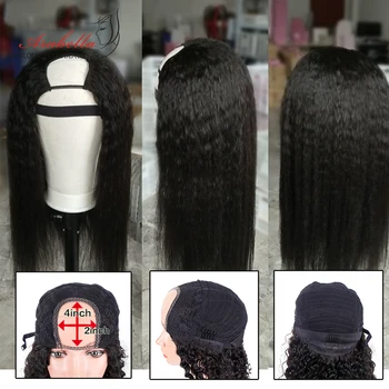 U Dalis Perukas Brazilijos Keistą Tiesių Plaukų Perukas Remy Žmogaus Plaukų Perukai Arabella Yaki Perukas Žmogaus Plaukų Perukai Glueless