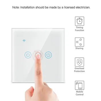 Ubaro ES/JK Grūdinto Stiklo plokštės Tuya Smart Touch Perjungti Telefoną APP Kontrolės Alexa Balso Sienos Interruptor Inteligente Jungikliai