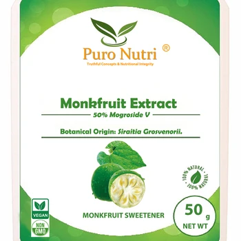 Ultra Grynos Natūralios monkfruit ekstraktas 50% Mogroside V Luo Han Guo Saldiklis milteliai 50G