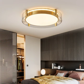 Ultra plonas žalvario lubų lempa kambarį lubų apšvietimas miegamajame kintantis lubų šviestuvai virtuvė, skaidraus stiklo lempos Apvalios