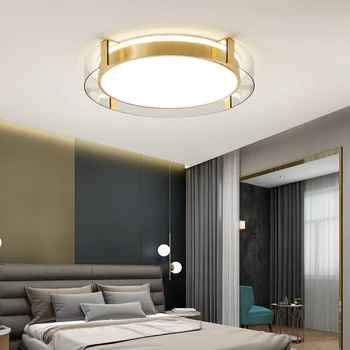 Ultra plonas žalvario lubų lempa kambarį lubų apšvietimas miegamajame kintantis lubų šviestuvai virtuvė, skaidraus stiklo lempos Apvalios