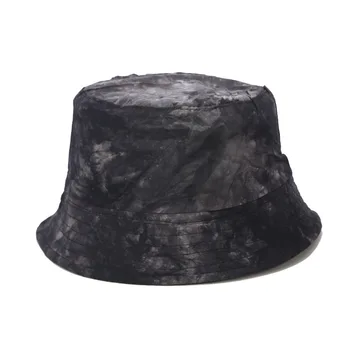 Uniexs dvipusis grįžtamasis žvejys skrybėlę kaklaraištis-black dažų kibiro kepurę vyrams, moterims