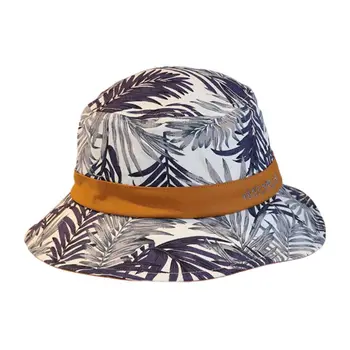 Unisex Kontrasto Spalvų Atogrąžų Lapai Kibiro Kepurę Raidės Siuvinėjimas Panama Kepurė