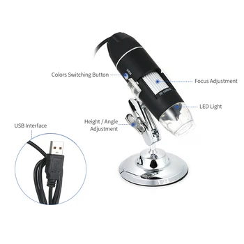 Usb mikroskopą, Reguliuojamas 1000X 1600X 8 LED Skaitmeninis Mikroskopas USB didinamasis stiklas Elektroninių Stereo USB Kamera Endoskopą su Stovu