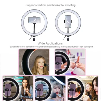 USB Žiedas Lempos 10 Colių 3200K-6500K Pritemdomi LED Vaizdo Šviesos Žiedas su Telefono Įrašą Selfie Vlog 