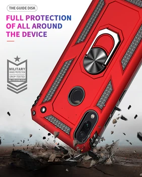Už Redmi 7 Pastaba Pro Telefono Dangtelį Atveju Prabanga Šarvai Atsparus Smūgiams Xiaomi Redmi Mi 7 Atveju Prabangių Automobilių Stovas Laikiklis Magnetinis Žiedas Coque