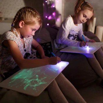 Vaikai Magija Liuminescencinės Užšalimo, Šviesos, Piešimo, Tapybos Valdybos 3D LED Šviesos Doodle Grafiti Eskizų Žymeklio Formą Žaislas