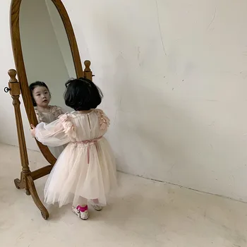 Vaikai Mergina Žibintų Rankovėmis Suknelė Sprin Naujas korėjiečių Mergaitės Akių Šalis Princesė Dress Vaikų ilgomis Rankovėmis Pasakų Suknelės Kūdikių