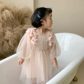 Vaikai Mergina Žibintų Rankovėmis Suknelė Sprin Naujas korėjiečių Mergaitės Akių Šalis Princesė Dress Vaikų ilgomis Rankovėmis Pasakų Suknelės Kūdikių