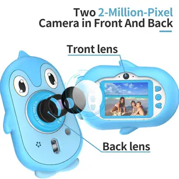 Vaikai Skaitmeninė Kamera 2MP, 1080P Mielas Pingvinas IP68 vandeniui Vaizdo 2.4 colių Ekranas, Žaidimas Vaikams Kamera Kalėdų Dovanų Atminties Kortelė