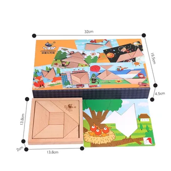 Vaikiški mediniai žaislai, asmenybės Tangram jigsaw puzzles Montessori ankstyvojo ugdymo nušvitimą vaikų žaislai, dovanos 3311