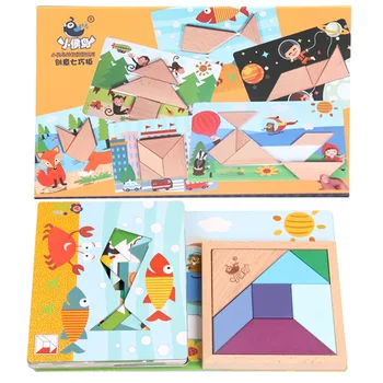 Vaikiški mediniai žaislai, asmenybės Tangram jigsaw puzzles Montessori ankstyvojo ugdymo nušvitimą vaikų žaislai, dovanos