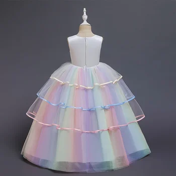 Vaivorykštė Vienaragis Suknelė Mergaitėms Elegantiškas Gėlių Vienaragis Princesė Cosplay Helovinas Vaikams Mergaitėms Birthday Party Dress fotosesiją