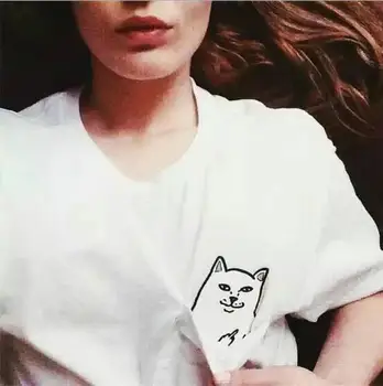 Vasaros 2019 trumpas rankovėmis apvalios apykaklės karšto stiliaus atsitiktinis slim pigiai katė atspausdintas T-shirt moterims