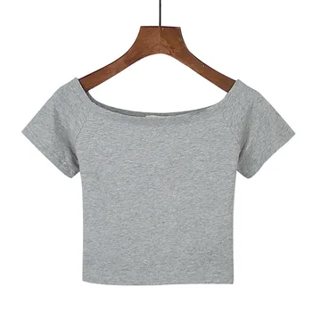 Vasaros T-Shirt Moterims, O-Kaklo Kietas Aukšto Juosmens Trumpas Mados marškinėliai Moterims Atsitiktinis Slim moteriški Marškinėliai Camiseta Mujer Viršų