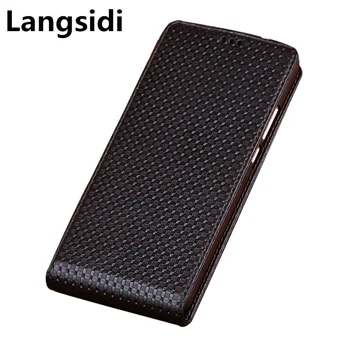 Verslo natūralios Odos Vertikalus Flip Case For LG G7 ThinQ/LG G8 ThinQ/LG G4/LG G5/LG G6 Vertikalus Telefono dėklas Aukštyn ir Žemyn Rubisafe