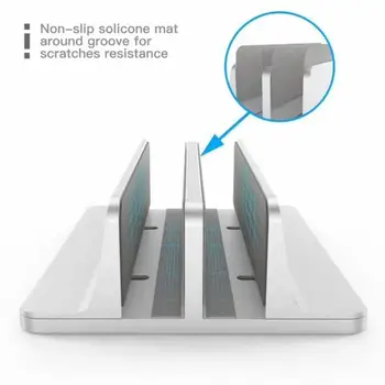 Vertikaliai Nešiojamas Stovas Reguliuojamas Aliuminio Lydinio Dual Slot Nešiojamojo kompiuterio Turėtojas reguliuojamo diapazono notepad tablet PC Turėtojas Laikiklis