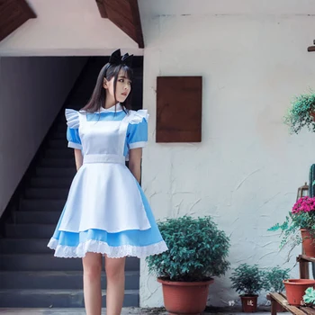 VEVEFHUANG Žaidimas Stebuklų Šalis Cosplay Alice Kostiumas Anime Bailys Tarnaitė Vienodai Saldus Lolita Dress Helovinas Kostiumai Moterims