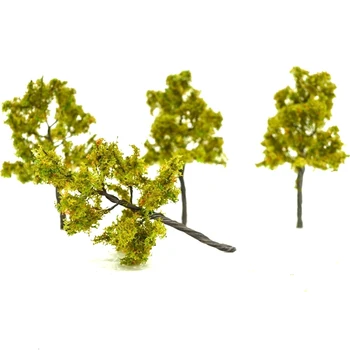 Vielos modelis eglutė žalia žaislas 5vnt miniatiūrinės scenos todėl augalų traukinio pastato diorama pastato kelių kraštovaizdžio smėlio lentelės išdėstymas