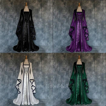 Viktorija Renesanso, Viduramžių Cosplay Halloween Kostiumai Moterims ilgomis Rankovėmis viduramžių Karnavalas Šalies Derliaus Teismas Suknelė