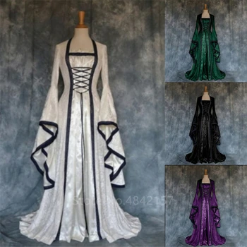 Viktorija Renesanso, Viduramžių Cosplay Halloween Kostiumai Moterims ilgomis Rankovėmis viduramžių Karnavalas Šalies Derliaus Teismas Suknelė