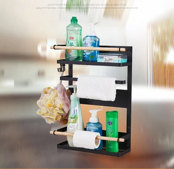 Virtuvės Saugojimo Pusėje montuojamas Šaldytuvas Magnetas Stovas Dvigubas Kaustytomis Geležies stalčiuko Multi-funkcija Virtuvės Rankšluosčiu stalčiuko