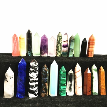 Visų rūšių natūralus kvarco kristalas obeliskas, 12 vienetų spalvos perlas, baras taško terapijos namų puošybai technologija energijos akmuo