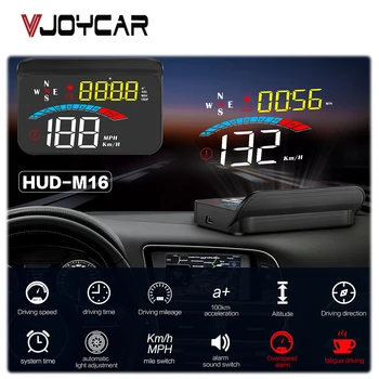 Vjoycar M16 Head Up Display Automobilių GPS Daviklis Skaitmeninis Spidometras priekinio Stiklo Greičio Projektorius Kompasas Įtampos KM/h, MPH Visiems Automobiliams
