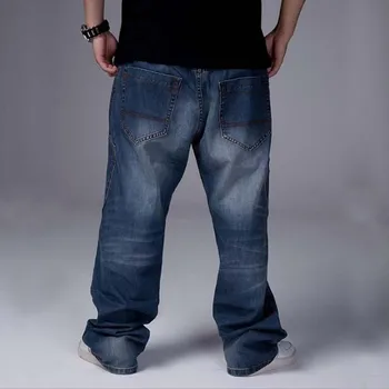Vyrai Džinsai Pločio Kojų Džinsinio Audinio Kelnės Prarasti Hip-Hop Riedlentė Džinsus, Tiesios Kelnės Haremo Baggy Pants Vyrų Drabužiai Plius Dydis 30-46