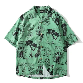 Vyriški Atspausdinta Marškinėliai Vasaros Retro Trumpas Rankovės Havajų Paplūdimys Marškinėliai Vyrams Mados Drabužių Streetwear Camisa Hombre Dropshipping
