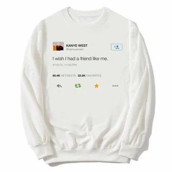 Vyriški Grafinis Palaidinukė Kanye West Tweet Linkiu aš Turėjau Draugą, Kaip Man Atspausdinti Mados Balta Laisvalaikio Megztiniai Šepečiu Tumblr