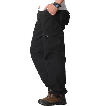 Vyriški Krovinių Kelnės Atsitiktinis Multi Kišenės Karinės Taktinės Kelnės Vyrų Outwear Prarasti Tiesios kelnės Ilgos Kelnės Plius dydis 44