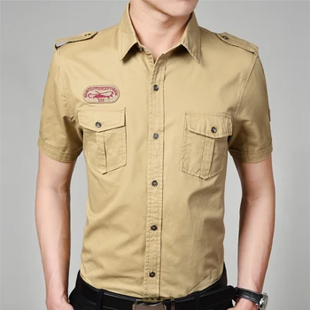 Vyriški Marškiniai, iki 2017 m. Vasaros trumpomis Rankovėmis karinės uniformos stiliaus Shirt Mens Prarasti Mados Atsitiktinis Marškinėliai vyrams Drabužius M-6XL medvilnė