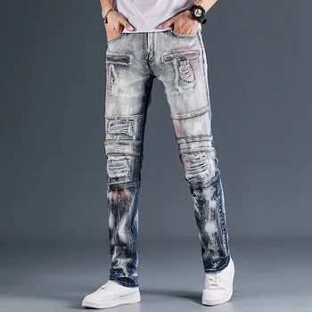 Vyriškos Kelnės, Džinsai Streetwear Taktinis Slim Džinsinio audinio Kelnės Dviratininkas Aukštos Kokybės Malė Tiesiai Atsitiktinis Dizainerio Kankina Patogus