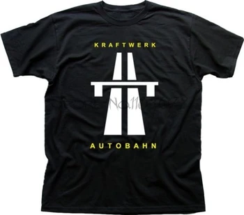 Vyrų marškinėliai vasarą KRAFTWERK AUTOBAHN RETRO TECHNO juoda spausdinti medvilnės marškinėliai