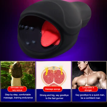 Vyrų Vibratorius, 6 Režimai Kalba Lyžis Blizgesys Massager Ištvermės Traninig Suaugusiųjų Sekso Žaislais Vyrams Masturbator Penio Galvutės Stimuliatorius