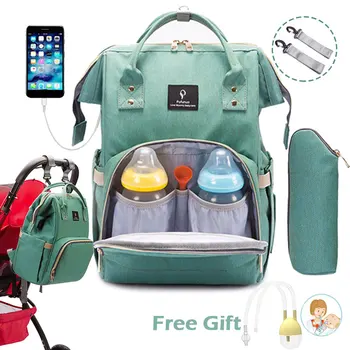 Vystyklų Krepšys, Kuprinė USB Prievado Vežimėlio Krepšys Didelis Kūdikio Krepšys Mamytė su Kabliukais Kūdikio Keičiasi Motinystės Krepšiai Bebe organizatorius Krepšys