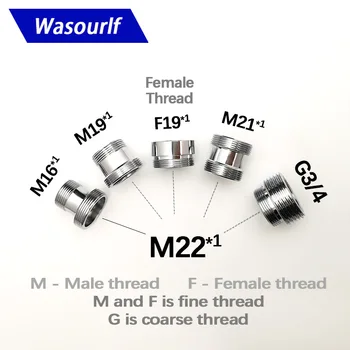 WASOURLF išorinis adapteris M22 vyrų sriegis perdavimo M16 M19 M21 M22 lizdinė jungtis, vonios kambarys, virtuvė, žalvario maišytuvas priedai