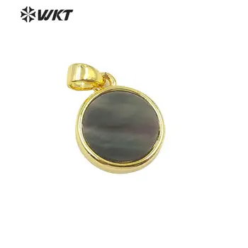 WT-JP186 Naujausias mados aukso bezel apvalus korpuso pakabukas elegantiška maža žavesio apvalus korpuso pakabutis bezel nustatymas