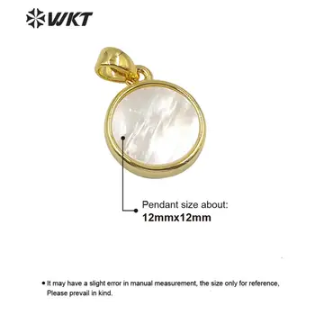 WT-JP186 Naujausias mados aukso bezel apvalus korpuso pakabukas elegantiška maža žavesio apvalus korpuso pakabutis bezel nustatymas