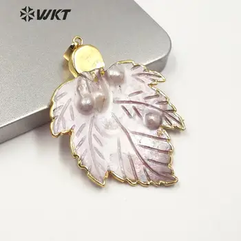 WT-JP192 Klevo lapų natūralių gėlavandenių perlų pakabukas atsitiktinės formos perlamutru su aukso Electroplated užsegimas mados pakabukas